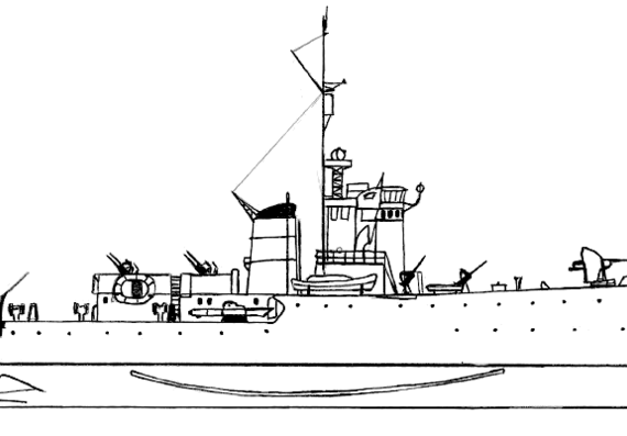 Ship RN Gabbiano Class [Corvette] - drawings, dimensions, figures
